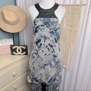 NEW 100% Silk Blu Moon Planet Blue High Neck Dress